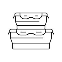 opslagruimte kommen keuken kookgerei lijn icoon vector illustratie