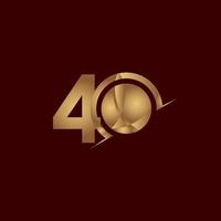 40 jaar verjaardag viering elegante nummer gouden vector sjabloon ontwerp illustratie