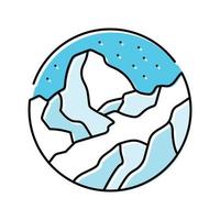 sneeuw berg landschap kleur icoon vector illustratie