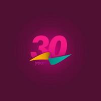 30 jaar verjaardag viering paars lint vector sjabloon ontwerp illustratie
