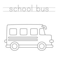 letters traceren met schoolbus. Schrijf oefening. vector