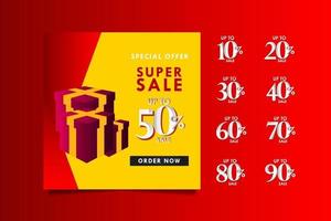 super verkoop tot 50 korting op speciale aanbieding, bestel nu vector sjabloonontwerp illustratie