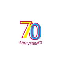 70 jaar verjaardag viering leuke lijn vector sjabloon ontwerp illustratie