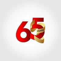 65 jaar verjaardag lint viering vector sjabloon ontwerp illustratie