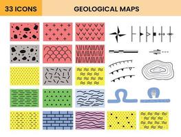 bundel van geologisch kaarten symbool van steen, mineraal en structuur vector