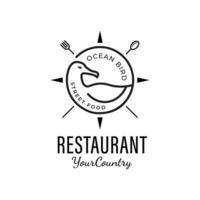 zeemeeuw kompas lepel perfect logo voor strandgerelateerd restaurants en ondernemingen vector