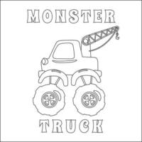 vector illustratie van monster vrachtauto met tekenfilm stijl. tekenfilm geïsoleerd vector illustratie, creatief vector kinderachtig ontwerp voor kinderen werkzaamheid kleuren boek of bladzijde.