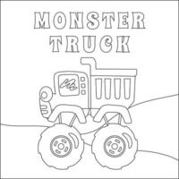 vector illustratie van monster vrachtauto met tekenfilm stijl. tekenfilm geïsoleerd vector illustratie, creatief vector kinderachtig ontwerp voor kinderen werkzaamheid kleuren boek of bladzijde.