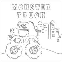 vector illustratie van monster vrachtauto met tekenfilm stijl. tekenfilm geïsoleerd vector illustratie, creatief vector kinderachtig ontwerp voor kinderen werkzaamheid kleuren boek of bladzijde.