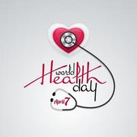 wereldgezondheidsdag banner hartvorm en stethoscoop vector