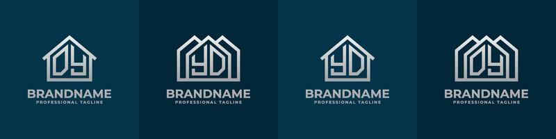 brief verdorie en yd huis logo set. geschikt voor ieder bedrijf verwant naar huis, echt landgoed, bouw, interieur met verdorie of yd initialen. vector