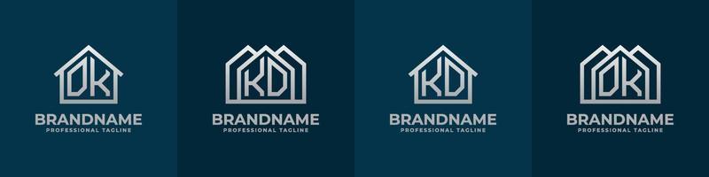 brief dk en kd huis logo set. geschikt voor ieder bedrijf verwant naar huis, echt landgoed, bouw, interieur met dk of kd initialen. vector