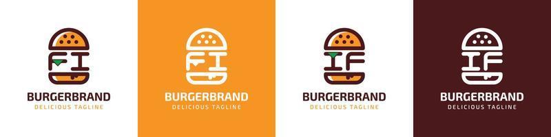 brief fi en als hamburger logo, geschikt voor ieder bedrijf verwant naar hamburger met fi of als initialen. vector