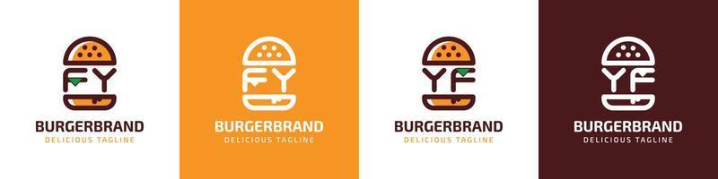 brief fy en yf hamburger logo, geschikt voor ieder bedrijf verwant naar hamburger met fy of yf initialen. vector