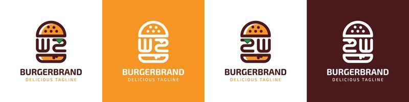 brief wz en zw hamburger logo, geschikt voor ieder bedrijf verwant naar hamburger met wz of zw initialen. vector