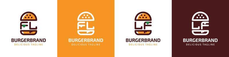 brief fl en lf hamburger logo, geschikt voor ieder bedrijf verwant naar hamburger met fl of lf initialen. vector