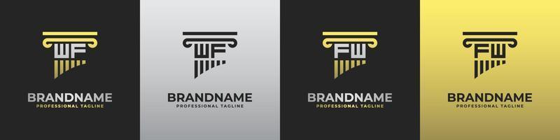 brief fw of wf advocaat logo, geschikt voor ieder bedrijf verwant naar advocaat met fw of wf initialen. vector