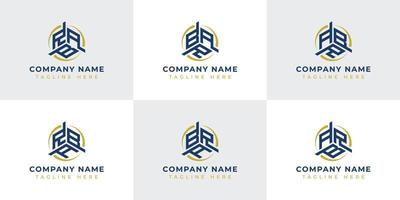 brief rba, rab, beha, bar, arb, abr zeshoekig technologie logo set. geschikt voor ieder bedrijf. vector