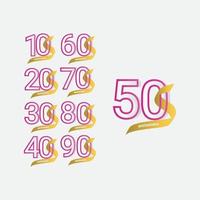 50 jaar verjaardag viering gouden lint sjabloon ontwerp vectorillustratie vector