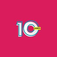 10 jaar verjaardag viering lijn vector sjabloon ontwerp illustratie