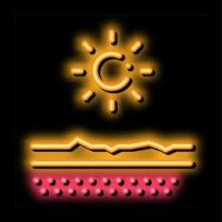 drogen uit huid in zon neon gloed icoon illustratie vector