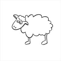 tekenfilm lijn schetsen RAM, schapen vector