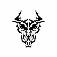 tribal draak hoofd logo. tatoeëren ontwerp. stencil vector illustratie