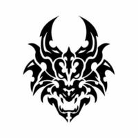 tribal draak hoofd logo. tatoeëren ontwerp. stencil vector illustratie