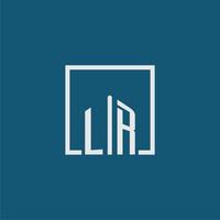 lr eerste monogram logo echt landgoed in rechthoek stijl ontwerp vector