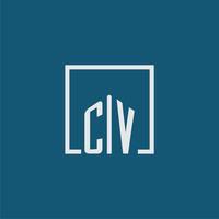 CV eerste monogram logo echt landgoed in rechthoek stijl ontwerp vector