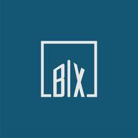 bx eerste monogram logo echt landgoed in rechthoek stijl ontwerp vector