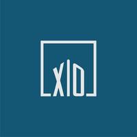 xo eerste monogram logo echt landgoed in rechthoek stijl ontwerp vector