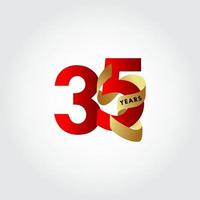 35 jaar verjaardag lint viering vector sjabloon ontwerp illustratie