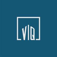 vq eerste monogram logo echt landgoed in rechthoek stijl ontwerp vector