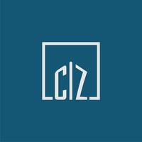 cz eerste monogram logo echt landgoed in rechthoek stijl ontwerp vector