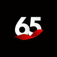 65 jaar verjaardag witte viering vector sjabloon ontwerp illustratie