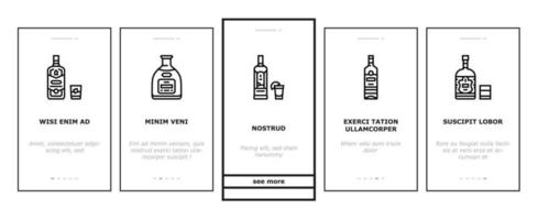 alcohol fles glas drinken bar onboarding pictogrammen reeks vector