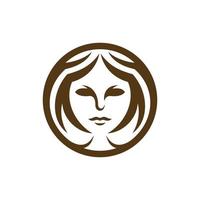 vrouw gezicht cirkel elegant creatief logo ontwerp vector
