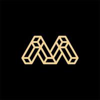 brief m blok kubus lijn creatief logo ontwerp vector