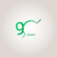 90 jaar verjaardag viering groene lijn vector sjabloon ontwerp illustratie