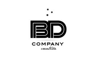 bd zwart en wit combinatie alfabet stoutmoedig brief logo met stippen. toegetreden creatief sjabloon ontwerp voor bedrijf en bedrijf vector