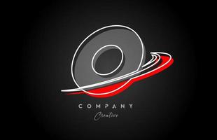 rood grijs lijn O alfabet brief logo icoon ontwerp met swoosh en schaduw. creatief sjabloon voor bedrijf en bedrijf vector
