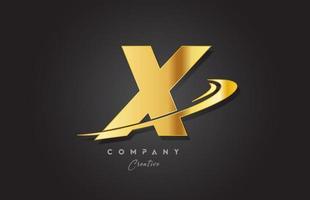 X gouden alfabet brief logo icoon ontwerp. sjabloon voor bedrijf en bedrijf met swoosh vector