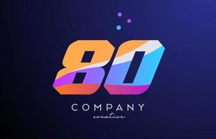 gekleurde aantal 80 logo icoon met stippen. geel blauw roze sjabloon ontwerp voor een bedrijf en zaken vector