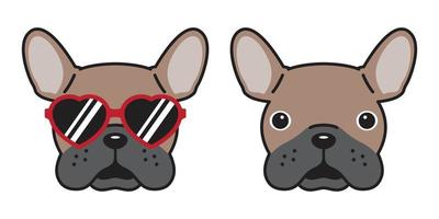 hond Frans bulldog vector icoon zonnebril hart illustratie karakter tekenfilm bruin