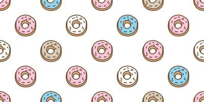 donuts naadloos patroon vector taart geïsoleerd achtergrond behang tekening