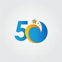 50 jaar verjaardag ster dash blauwe viering sjabloonontwerp vectorillustratie vector