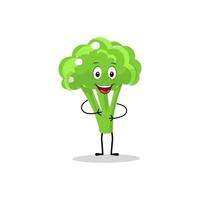 broccoli mascotte tekenfilm in vector. schattig gelukkig glimlachen broccoli groente reeks verzameling. vector vlak tekenfilm karakter illustratie icoon ontwerp. inhoud, Vrolijk, groen glimlach, vrolijk gezicht emotie.