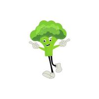 broccoli mascotte tekenfilm in vector. schattig gelukkig glimlachen broccoli groente reeks verzameling. vector vlak tekenfilm karakter illustratie icoon ontwerp. inhoud, Vrolijk, groen glimlach, vrolijk gezicht emotie.