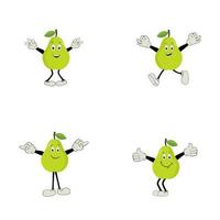 Peer fruit tekenfilm. schattig vector reeks van Peer fruit karakter in verschillend actie emotie. verzameling van Peer tekens in verschillend uitdrukkingen, grappig fruit mascotte.